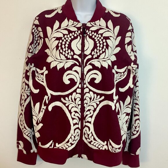 ** Blazer / Jacket Attitudes by Renee Small Wine color / White Zipper Closure - Picture 2 of 8